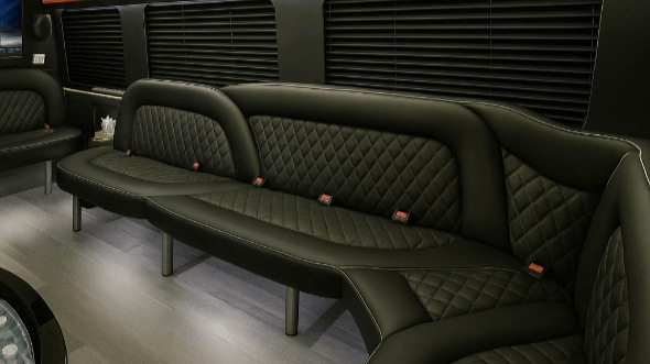 Interior of Westminster Party Bus Company's 15 Passenger Party Bus in Denver