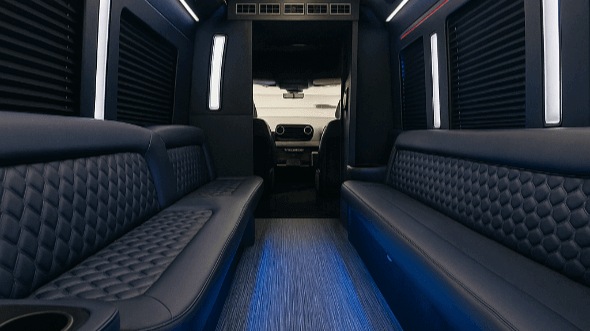 Interior of Westminster Party Bus Company's 20 Passenger Party Bus in Arvada