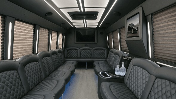 Interior of Westminster Party Bus Company's 20 Passenger Party Bus in Aurora