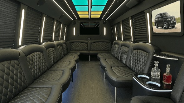Interior of Westminster Party Bus Company's 20 Passenger Party Bus in Commerce City