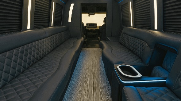 Interior of Westminster Party Bus Company's 25 Passenger Party Bus in Aurora