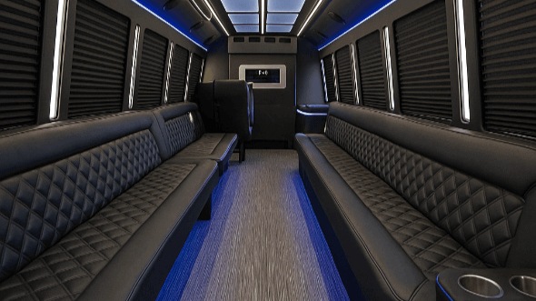 Interior of Westminster Party Bus Company's 28 Passenger Party Bus in Boulder