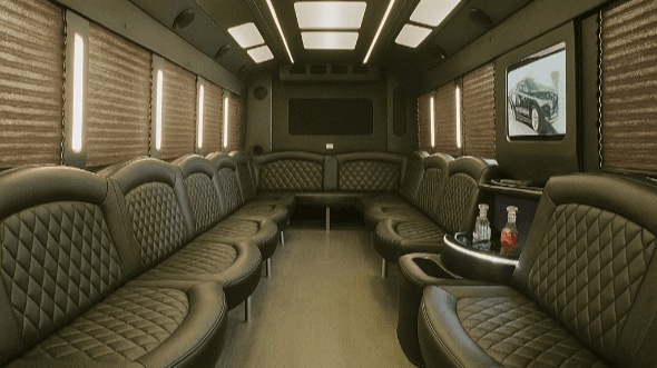 Interior of Westminster Party Bus Company's 28 Passenger Party Bus in Longmont