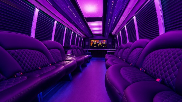 Interior of Westminster Party Bus Company's 28 Passenger Party Bus in Westminster