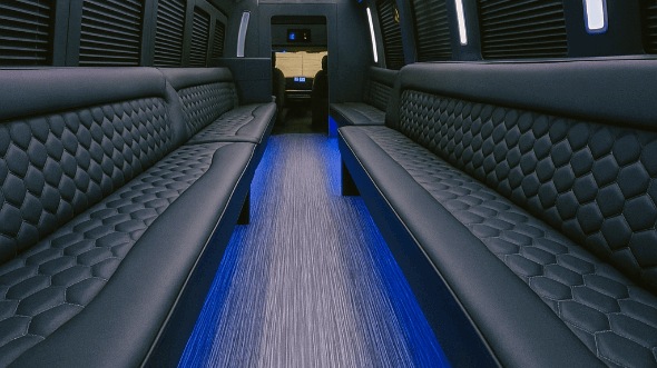 Interior of Westminster Party Bus Company's 30 Passenger Party Bus in Arvada