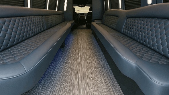 Interior of Westminster Party Bus Company's 30 Passenger Party Bus in Broomfield