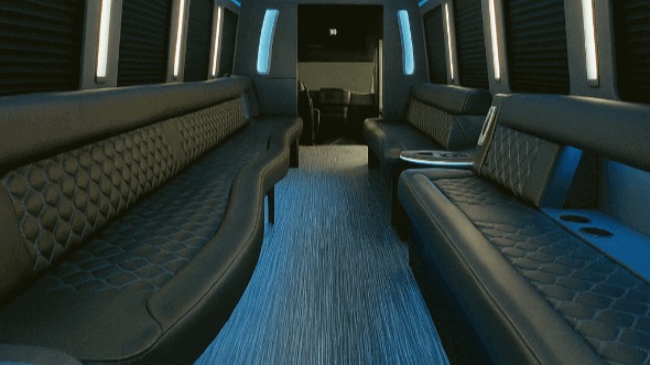 Interior of Westminster Party Bus Company's 30 Passenger Party Bus in Centennial