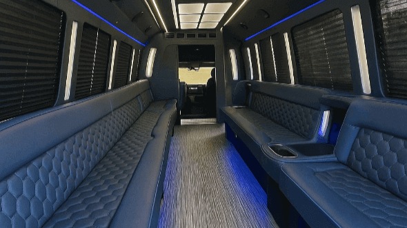 Interior of Westminster Party Bus Company's 40 Passenger Party Bus in Longmont