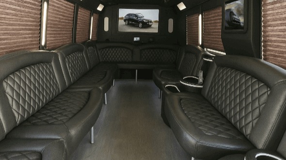 Interior of Westminster Party Bus Company's 50 Passenger Party Bus in Aurora
