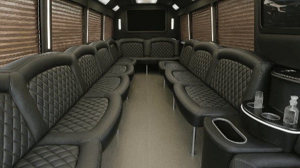 Interior of Westminster Party Bus Company's 50 Passenger Party Bus in Broomfield