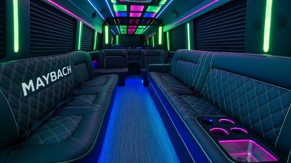 Interior of Westminster Party Bus Company's 50 Passenger Party Bus in Thornton