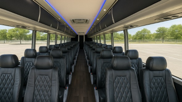 Interior of Westminster Party Bus Company's 54 Passenger Charter Bus in Westminster