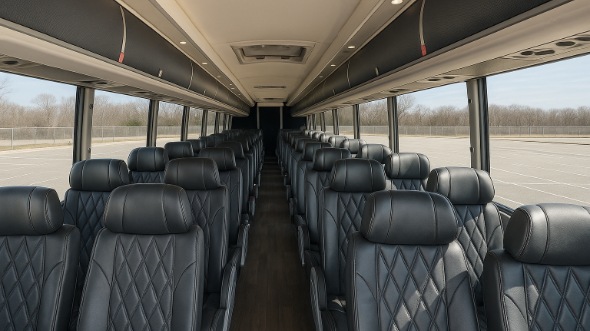 Interior of Westminster Party Bus Company's 55 Passenger Charter Bus in Westminster